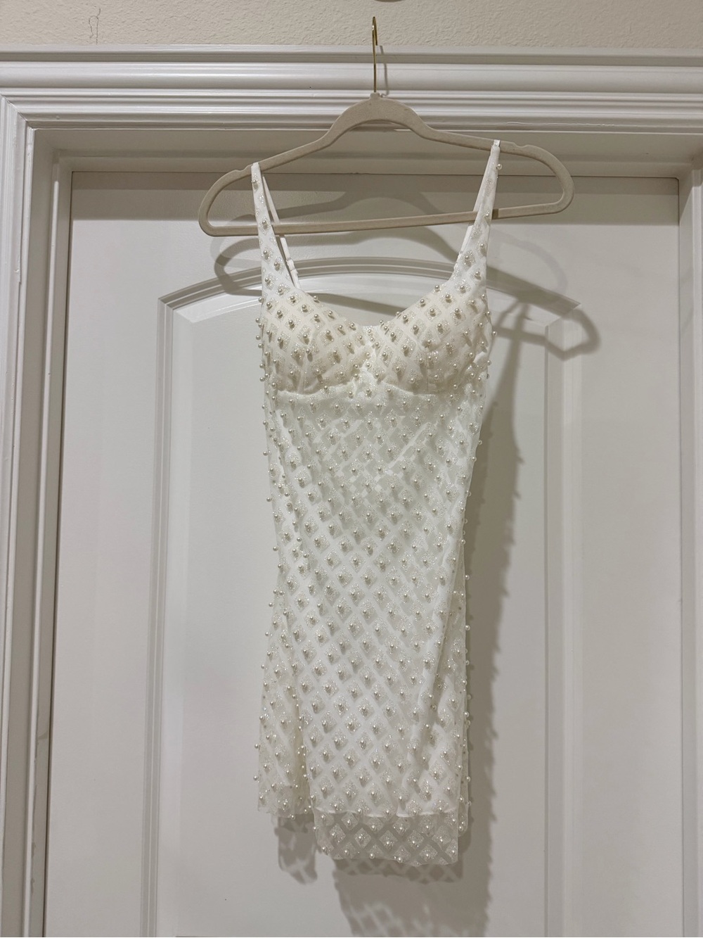 B Darlin White Beaded Mini Dress